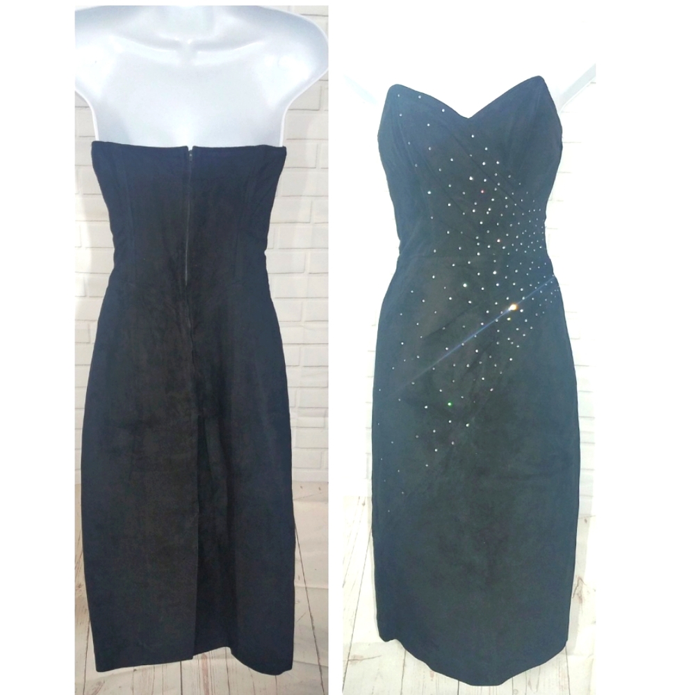 Vintage Positano Pelle Suede Rhinestone Dress